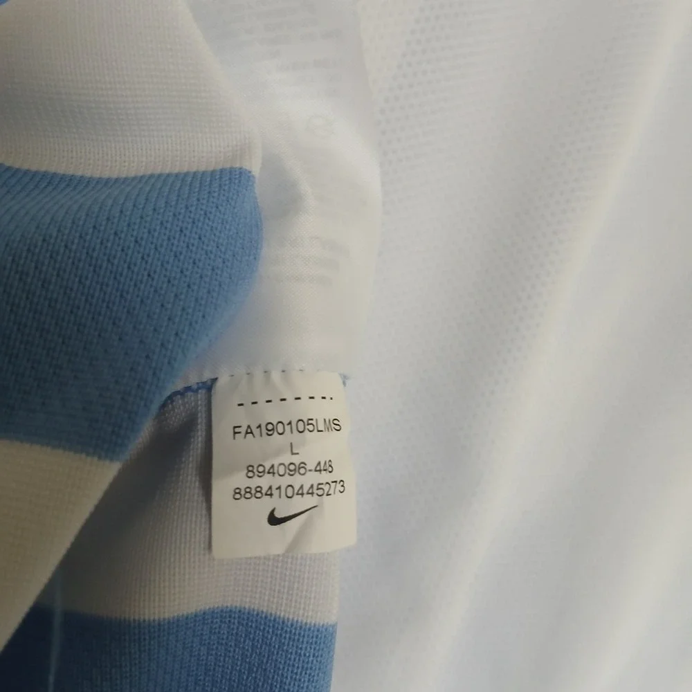 Nike Jersey Soccer Futbol Men's Large V-Neck Argentina Blue‎ White Stripe 894096